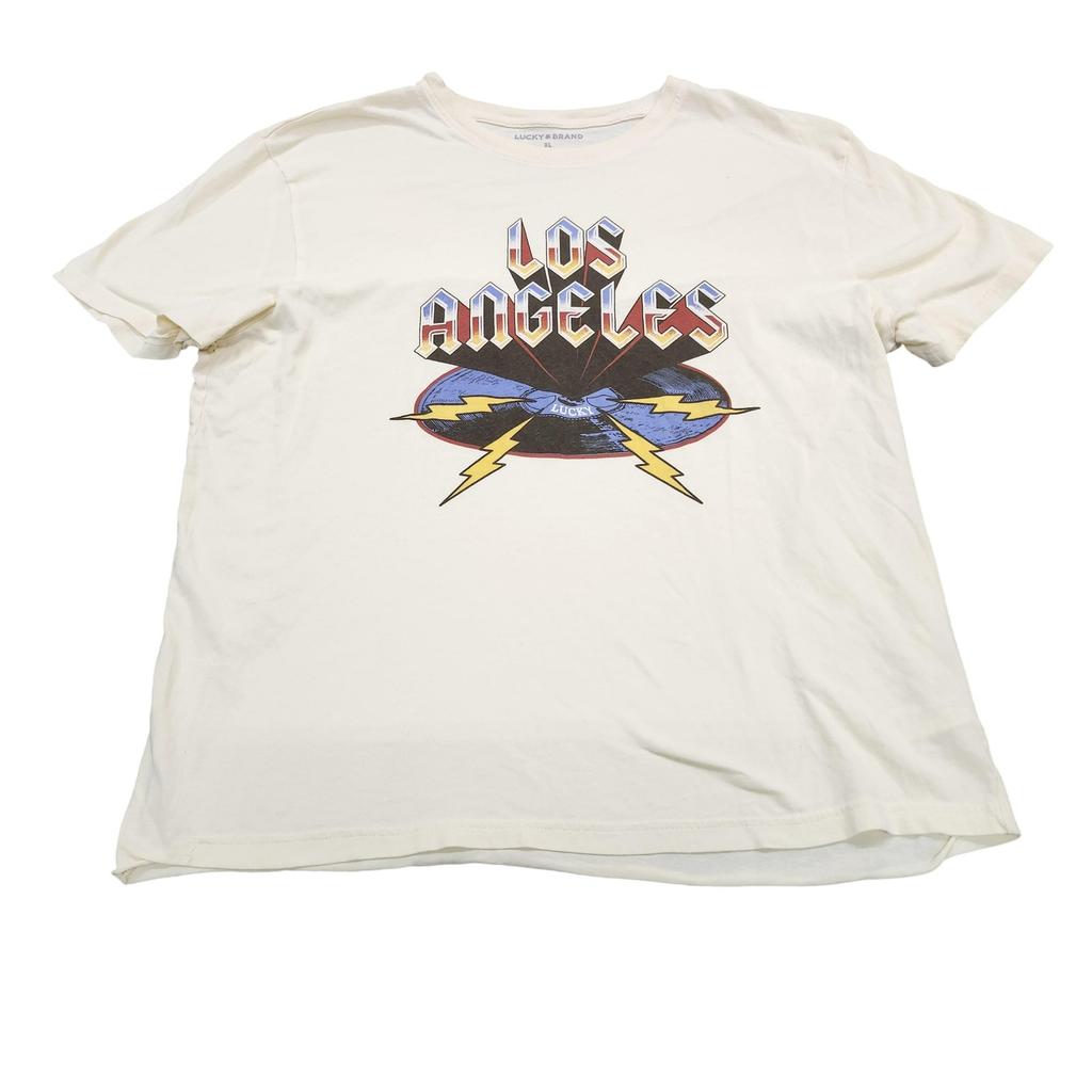 Lucky Brand Shirt Mens XL White Los Angeles Lightning Graphic Tee City Tagless Unisex T-Shirt