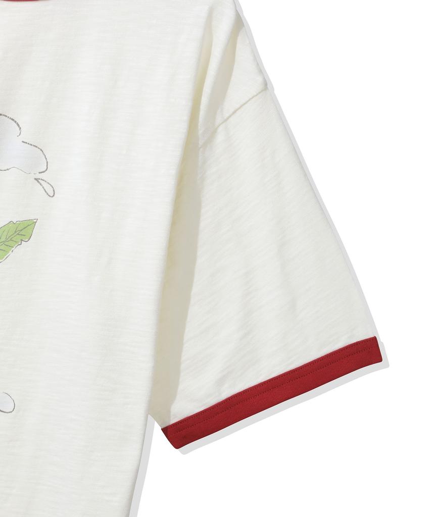 CGP Turtle And Cat Ringer Short Sleeve T-Shirt - Cream