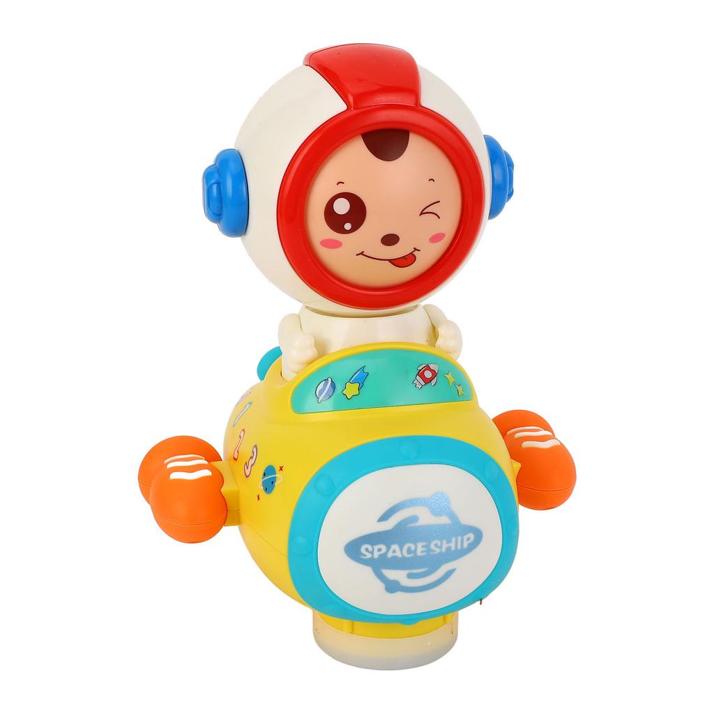 Tummy Time Toy with Light Music Astronaut Shape Auto Changing Face Universal Walking Car Crawling