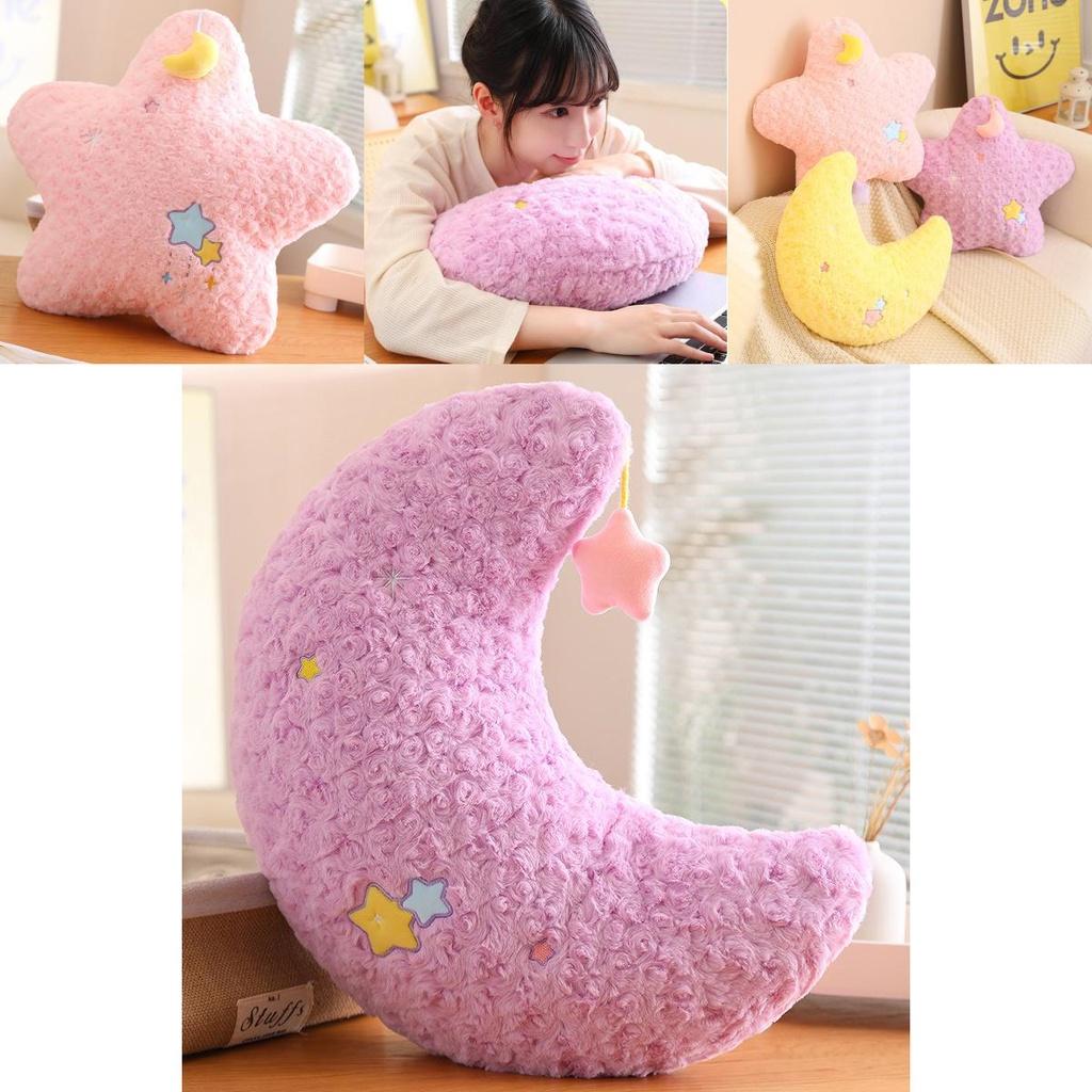 Cute Star And Moon Plush Pillow For Kids Soft And Fluffy Stuffed Toy For Home Decor And Birthday Gifts From Diman