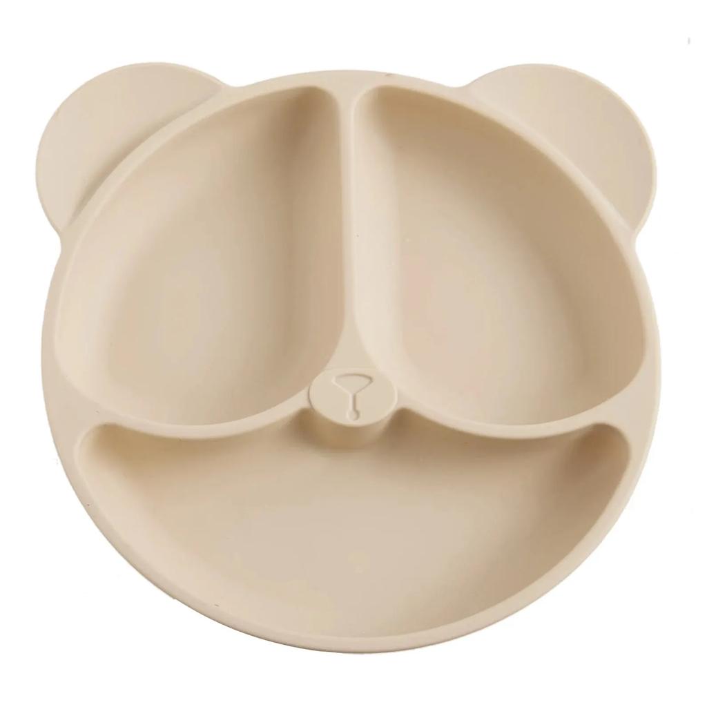1pc 20x20x3cm Cute Bear Baby Food Supplement Tableware - Food Grade Silicone Suction Cup Dinner Plate Fall-proof Food Bowl