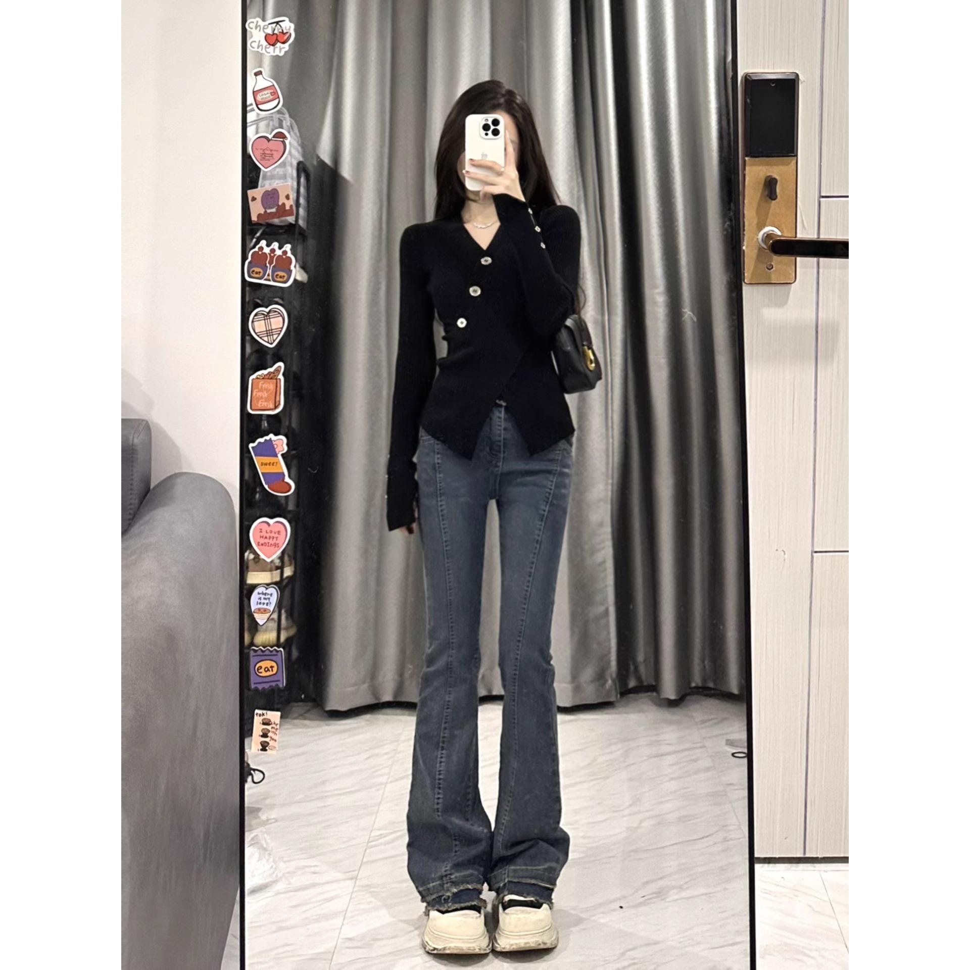 

2025 Waist-Hugging V-Neck Knit Sweater: Women s Crossover Black Top S чёрный