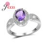 Fine Genuine 925 Sterling Silver Ring Purple/Green/Red/Blue Crystal Rhinestone Rings For Women Party Wedding Jewelry