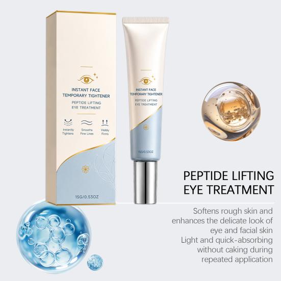 15G Instant Eye Face Tightener Cream, Peptide Temporary Firming Under-Eye Essence, Lightweight Hydrating Fine Lines Reducing Eye Care Cream