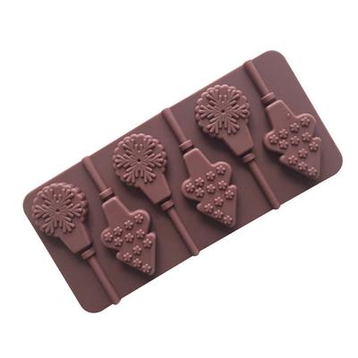 6-Snowflake Christmas Tree Lollipop Silicone Chocolate Mould