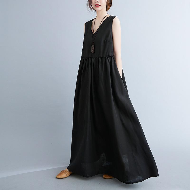Women's Full-length Sleeveless V-neck Sundress