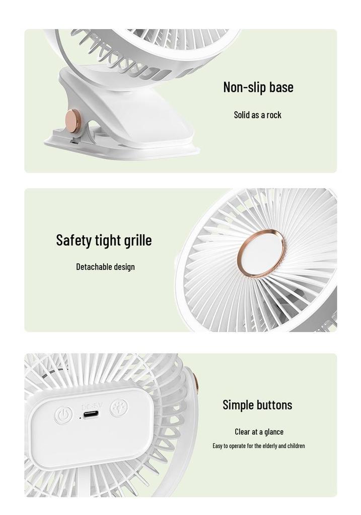 Portable Multifunctional Clip Fan: Strong Wind & Long Battery Life for Desktop or Outdoor Use
