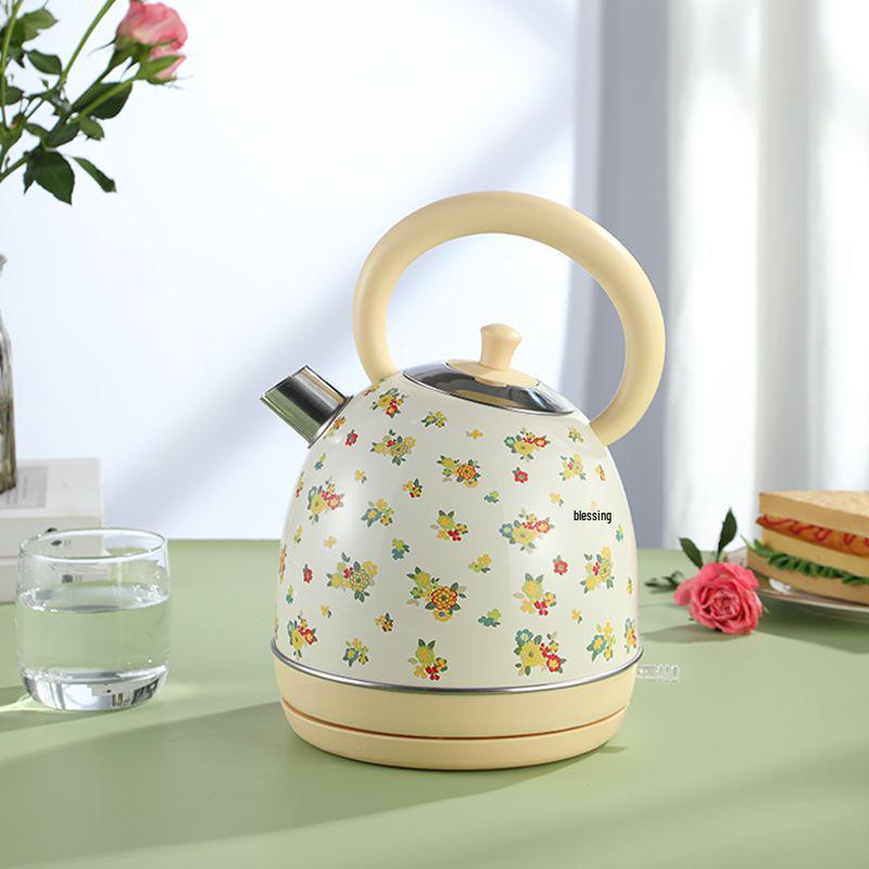 

304 Stainless Steel Retro Electric Kettle, Auto Shut-off, Color-Painted 1.7L