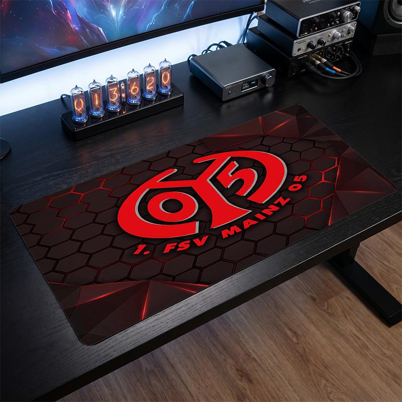 Mainz FC Theme Pattern Mouse Pad, Soccer Logo Design XXL Gaming Desk Mat Non-Slip Computer Mouse Pad