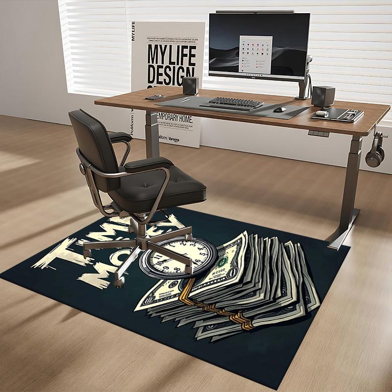 1pc Time Is Money: Office Chair Mat - Non-Slip Carpet for Desk, Perfect Gift for Home or Workplace Decor.P048