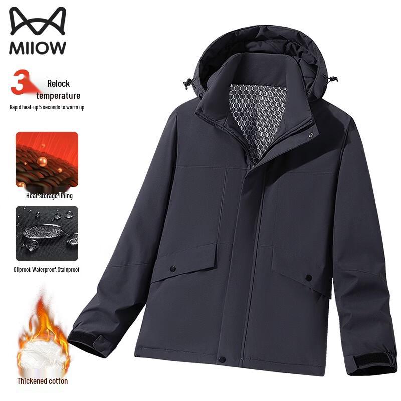 MiiOW Men s Detachable Hooded Winter Padded Jacket 3XL