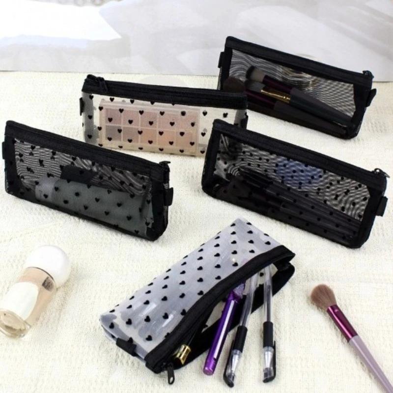 Makeup Brush Travel Case Cosmetic Toiletry Bag Organizer for Men Women Beauty Tools Mesh Kit Pouch Wash Storage Accessories