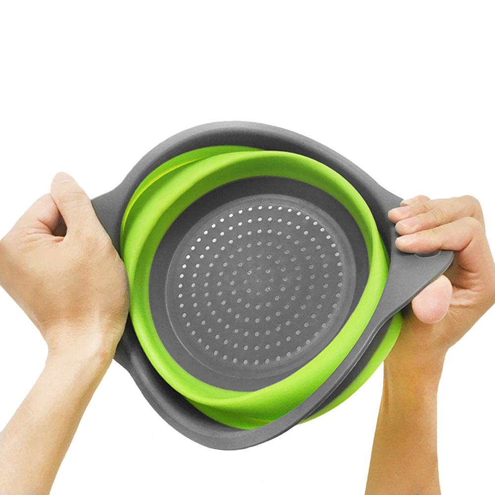 Silicone world Folding Drain Basket Fruit Vegetable Washing Basket Strainer Colander Collapsible Drainer Kitchen Storage Tools