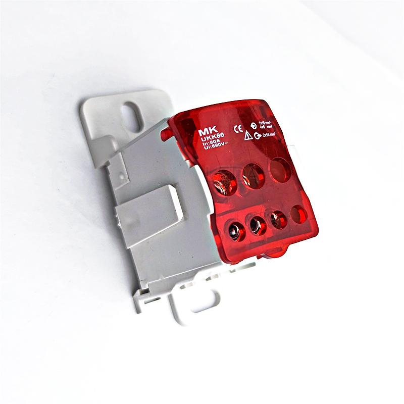 1Pcs Terminal Block UKK80A Din Rail 1 In Many Out Distribution Box Universal Electric Wire Connector Red Yellow Blue Green
