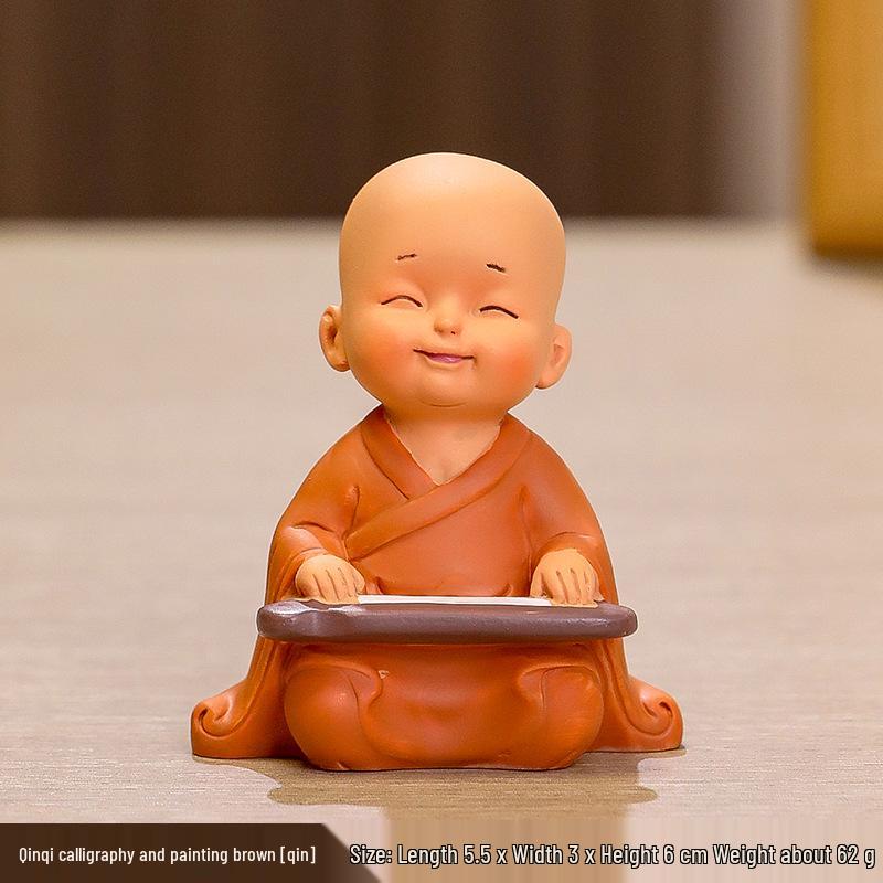 Handmade Cute Little Monk Resin Ornaments for Desktop Decoration