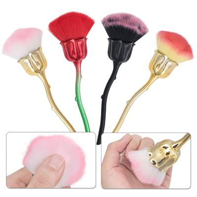 Nail Art Brushes with Soft Bristles for Removing Dust and Powder Stylish Rose Shape Brushes Effective Dust Cleaning