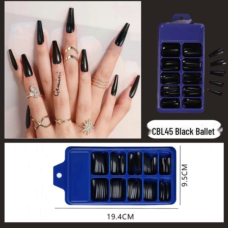 

Black Ballerina Long Coffin False Nails - 100 Pcs