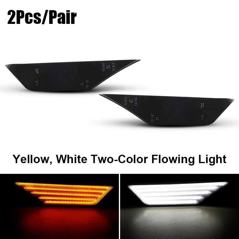 

2Pcs LED Side Marker Lights Amber, White Two-Color Flowing Light Side Sequential LED Turn Signal Lamps For Honda Civic 2016-2024