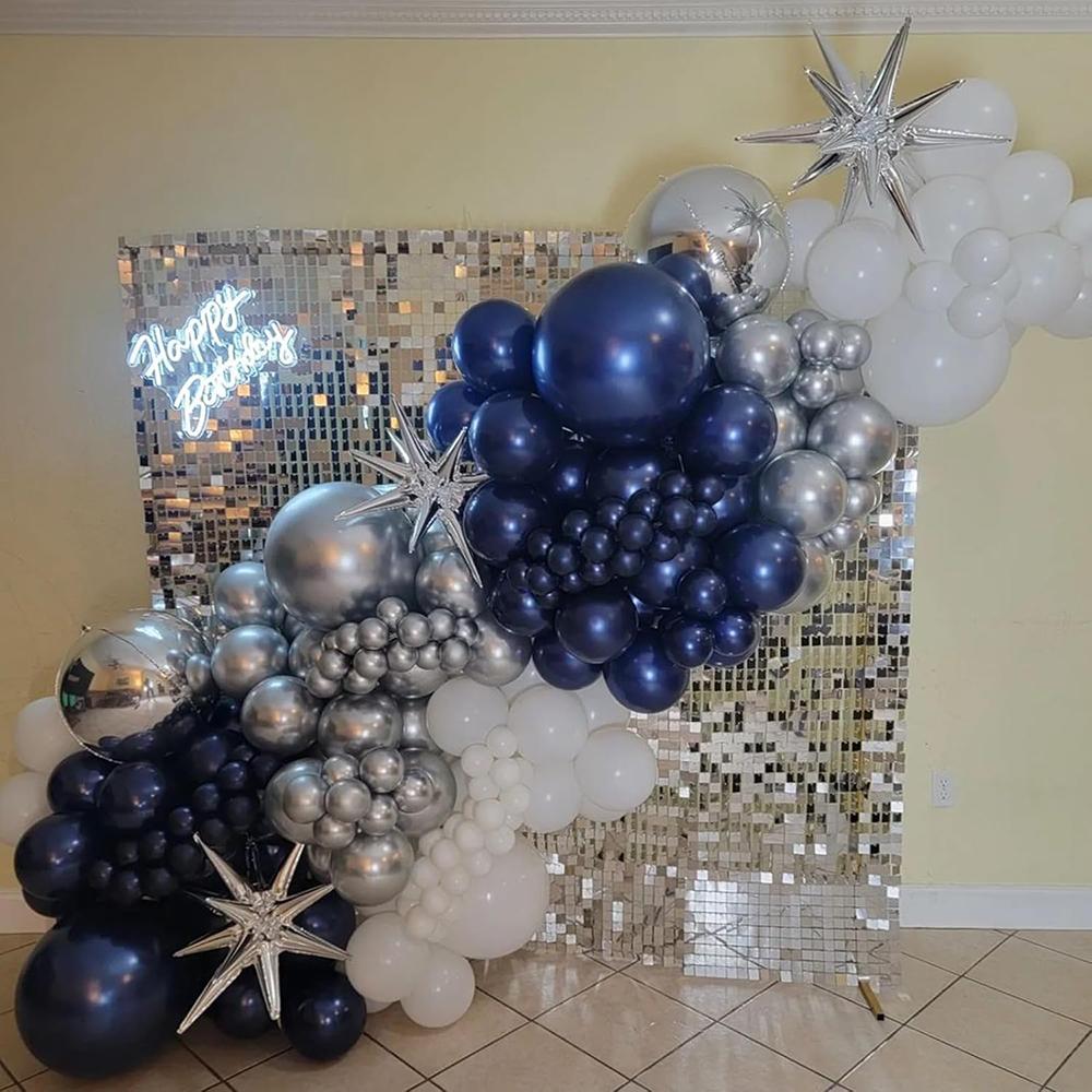 Navy Blue Balloons Garland Bule Silver Balloon Arch Kit Baby Shower Graduation Wedding Anniversary Kid Birthday Party Decoration