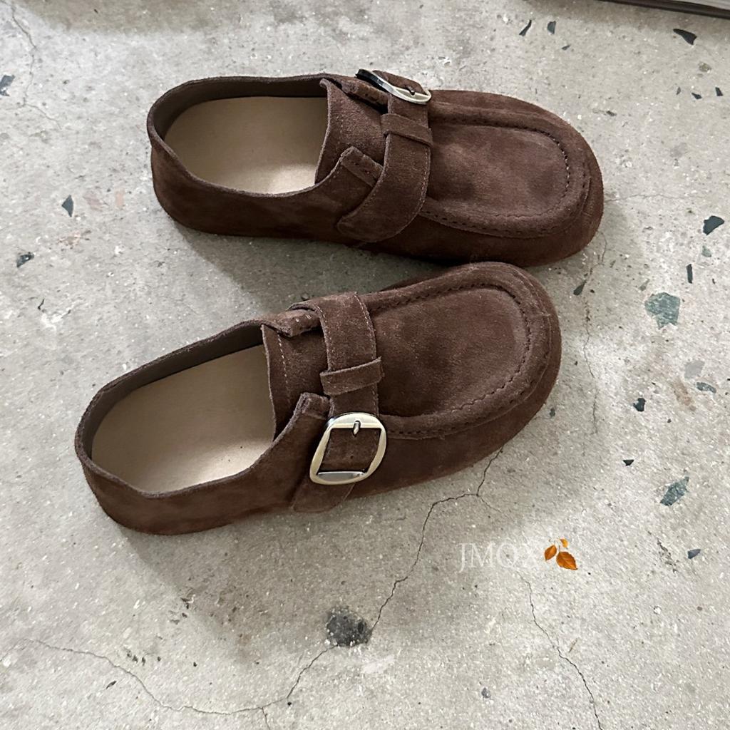 Retro suede platform Boken shoes women's 25 autumn new soft-soled beanie shoes French high-end casual beanie shoes