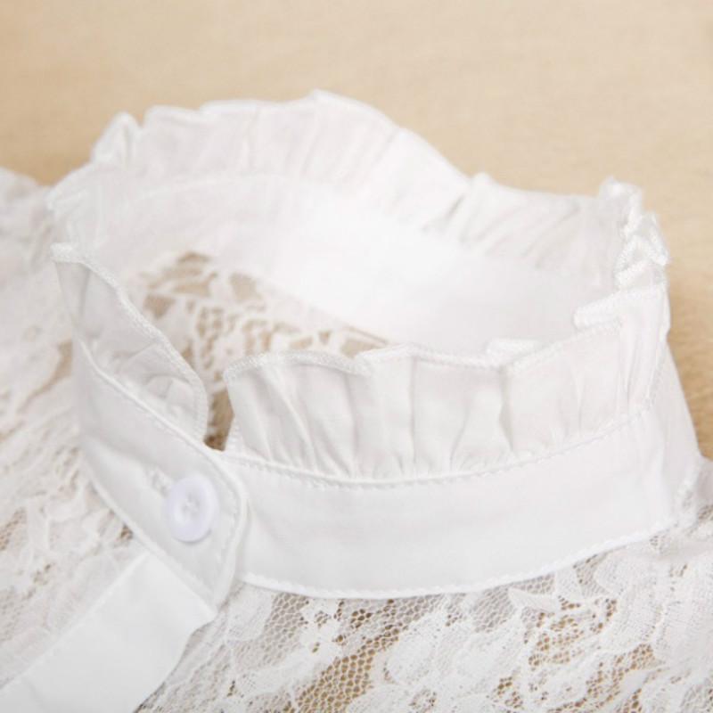 Mujer Cuello de Encaje Color Puro Solapa Desmontable Gargantilla Collar Camisa Falsa Blusa Sudadera Chaleco Accesorios