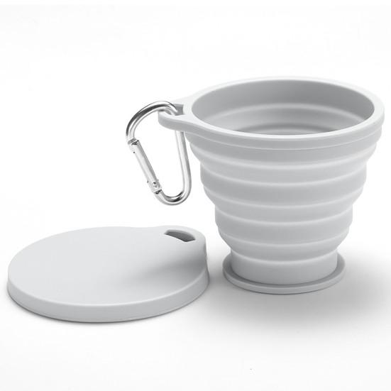 Silicone Folding Water Cup with Carabiner Handle 180ml Portable Travel Washing Cup