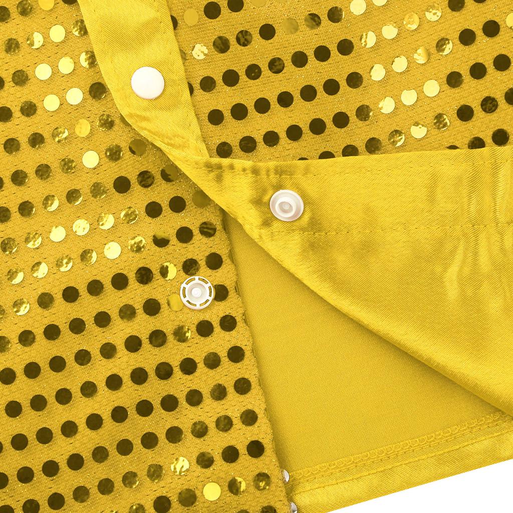 Pojkars glänsande paljettlångärmad skjorta med slagkrage, jazzdansshow, fedorahatt