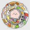 50 Hand-Painted Food Doodles Stickers for DIY Phone Cases & Luggage
