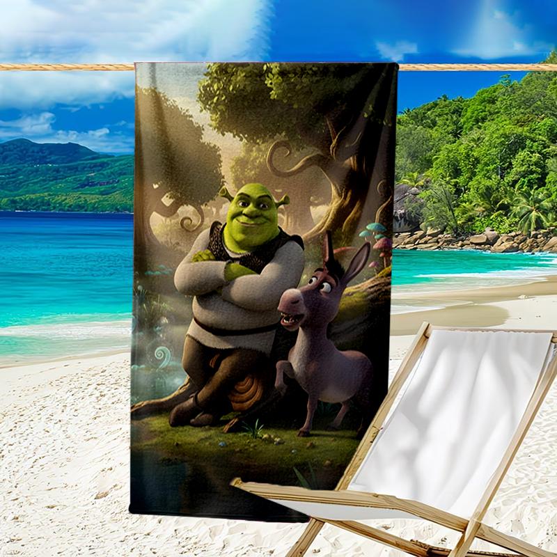 Ultra-weiches Strandtuch mit Shrek-Thema, ideal für Pool - Camping, Tauchen - Perfekter Reisebegleiter, Lebendiges Strandtuch.