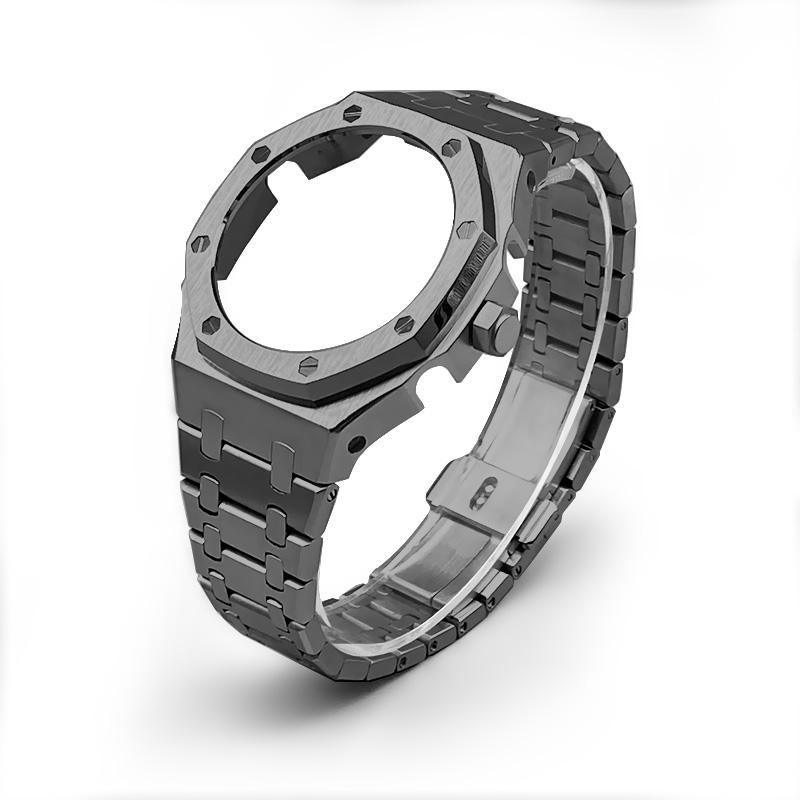 

For Casio G-SHOCK series metal octagonal GM2100 GBM-2100 modified metal case steel shell stainless steel strap set silver black GM-2100mm