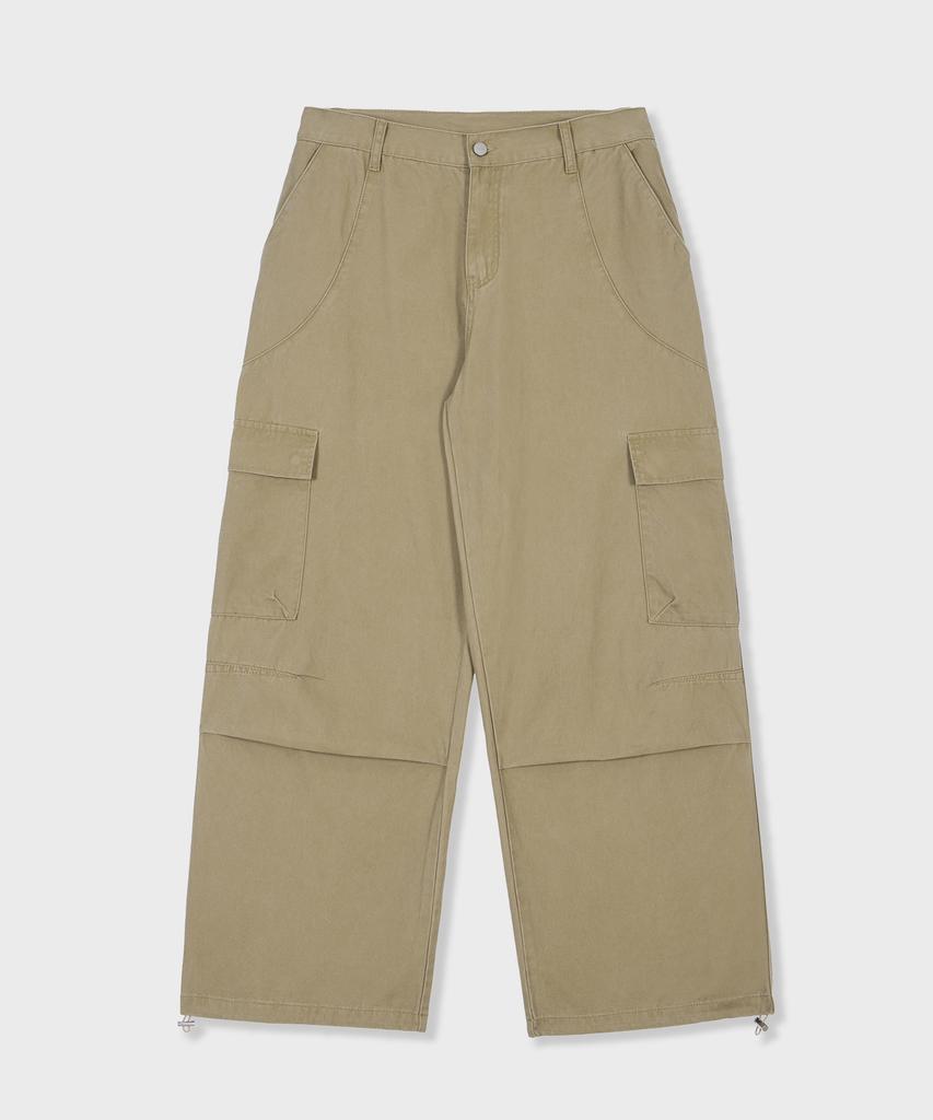 GLW Washed Pocket Parachute Cargo Pants Beige