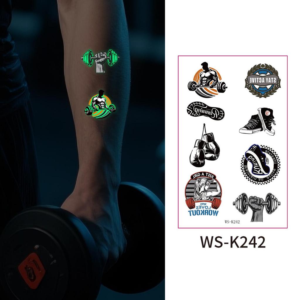 Luminous Waterproof Sport Tattoo Stickers for Night Workouts – Temporary Glow Arm & Face Stickers