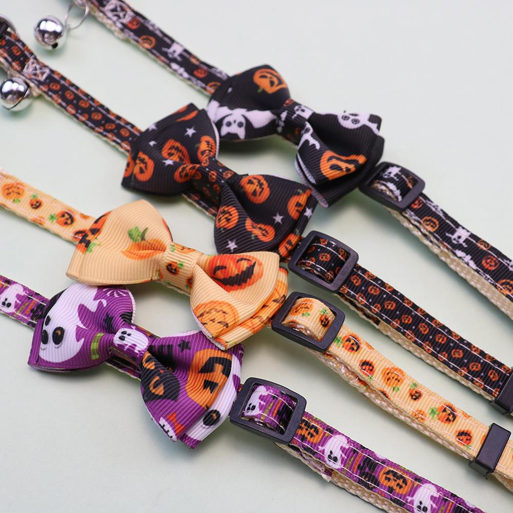 Fancyfamily Pet Halloween Collar Butterfly Tie with Bell Adjustable Cat Collar Small and Medium-sized Woven Dog Neck Collar