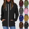 Dame Casual Solid Color Plus Fleece Turtleneck genserjakke med snøring