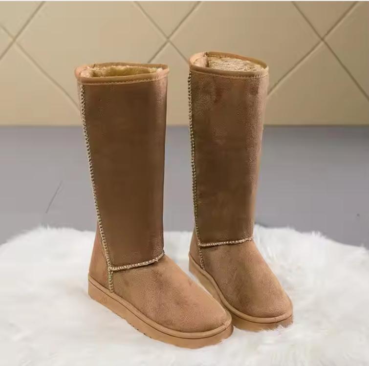 HOT 2026 winter new high-tube fashion all-match warm thick snow boots with bow knot snow boots women flat-heel snow boots 35