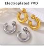 Qiong Yao 18K Gold-Plated C-Shaped Steel Bead Earrings for Women – Autumn/Winter Fashion Accessories