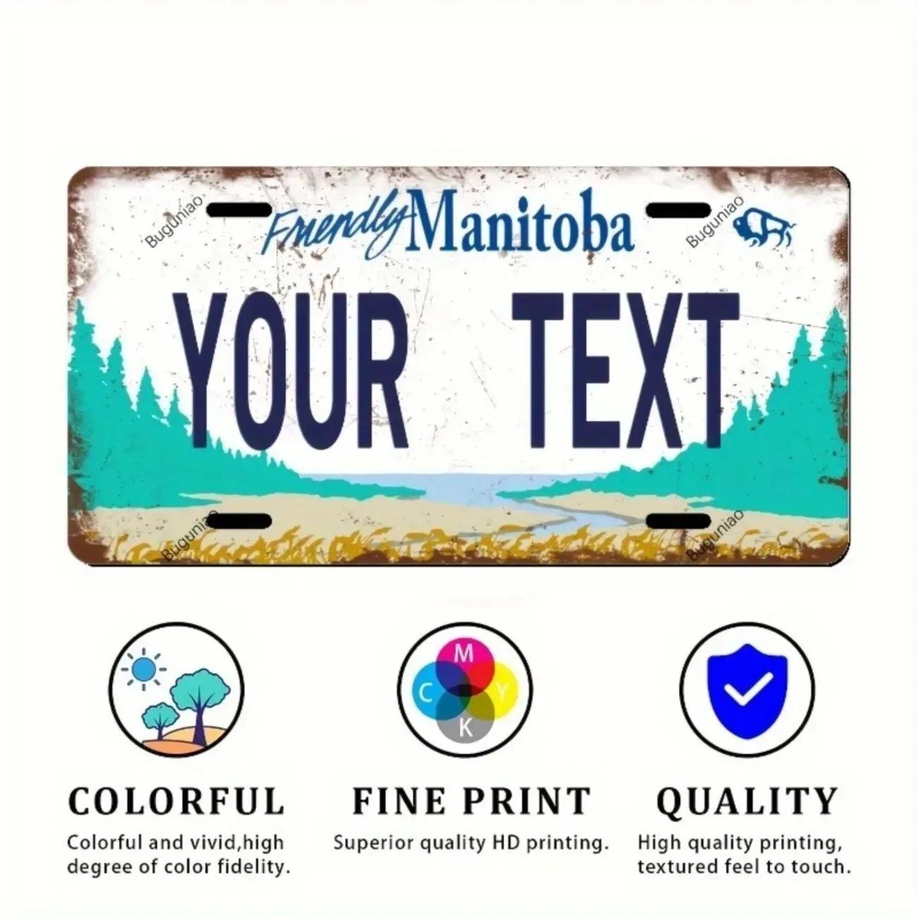 

30×15cm Customizable Manitoba Retro Metal License Plate Logo - Creative Wall Decor Home Car Decoration (Decor Only) 20x30cm（7.8x11.8inch）