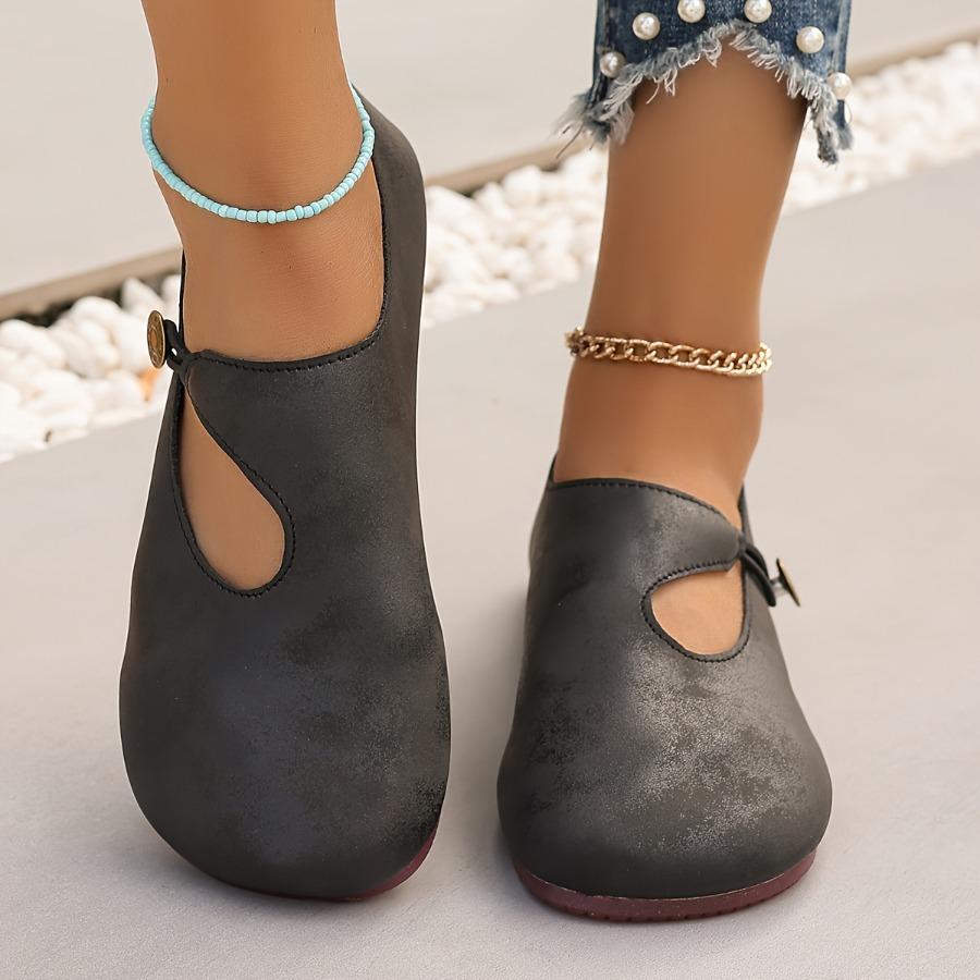 Fashion Retro Style Women's One-pedal Flat Shoes - Light and Comfortable, Round Head Design and Rubber Sole