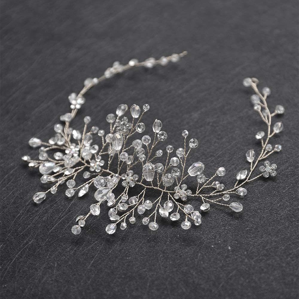 Bridal Crystal Irregular Women's Headband - Handmade Gold & Silver Yarn Evening Dress Hair Accessory