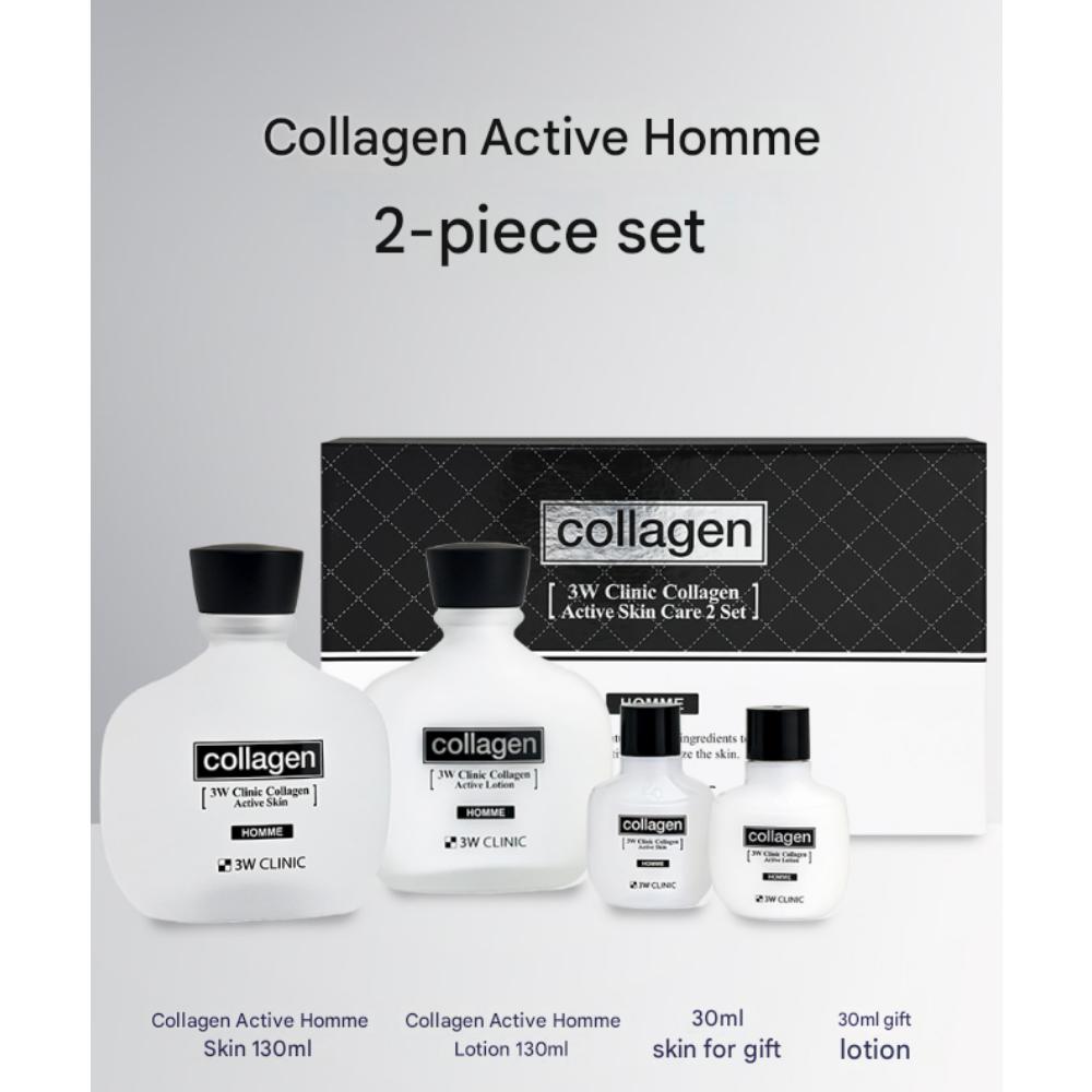 3W CLINIC Collagen Active Homme 2-Piece Set (Toner & Lotion)