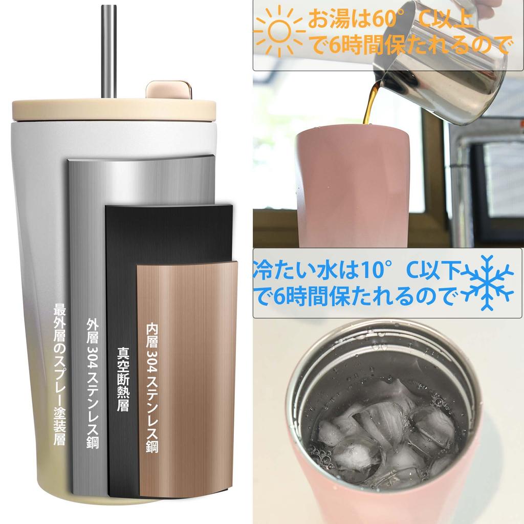 BDB Tumbler with 304 Stainless Steel Vacuum Wide Automatic Large Keeps Hot or Cold Drinks Hot or 600ml Suitable for and Outdoor Use Straw, Insulated,