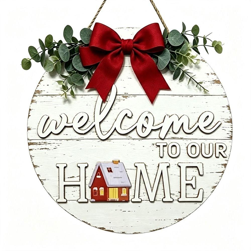 Floral Pattern Wooden Door Sign Solid Wood Door Wreath Durable Hanging Plaque  Spring Summer Decor