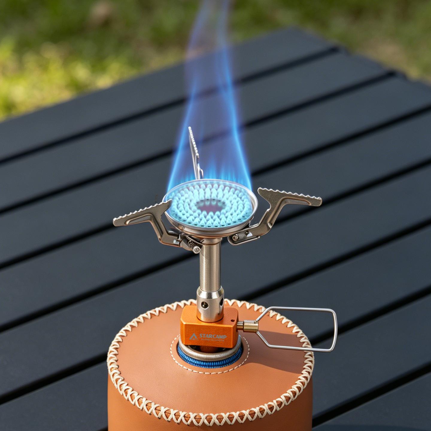 STARCAMP 3000W Stainless Steel Outdoor Solo Backpack Hiking Foldable Camping Butane Gas Stove Portable Travel Picnic Burner оранжевый