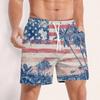 Men Swim Trunks Quick Dry Board Shorts with Drawstring Waistband Mesh and Side Pockets USA Flag Print Beachwear