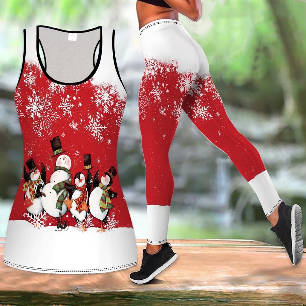 Conjunto de Yoga con Estampado Festivo Navideño para Mujer Mallas de Entrenamiento de Moda Fitness Deportes Casual Conjunto de Yoga Traje Deportivo