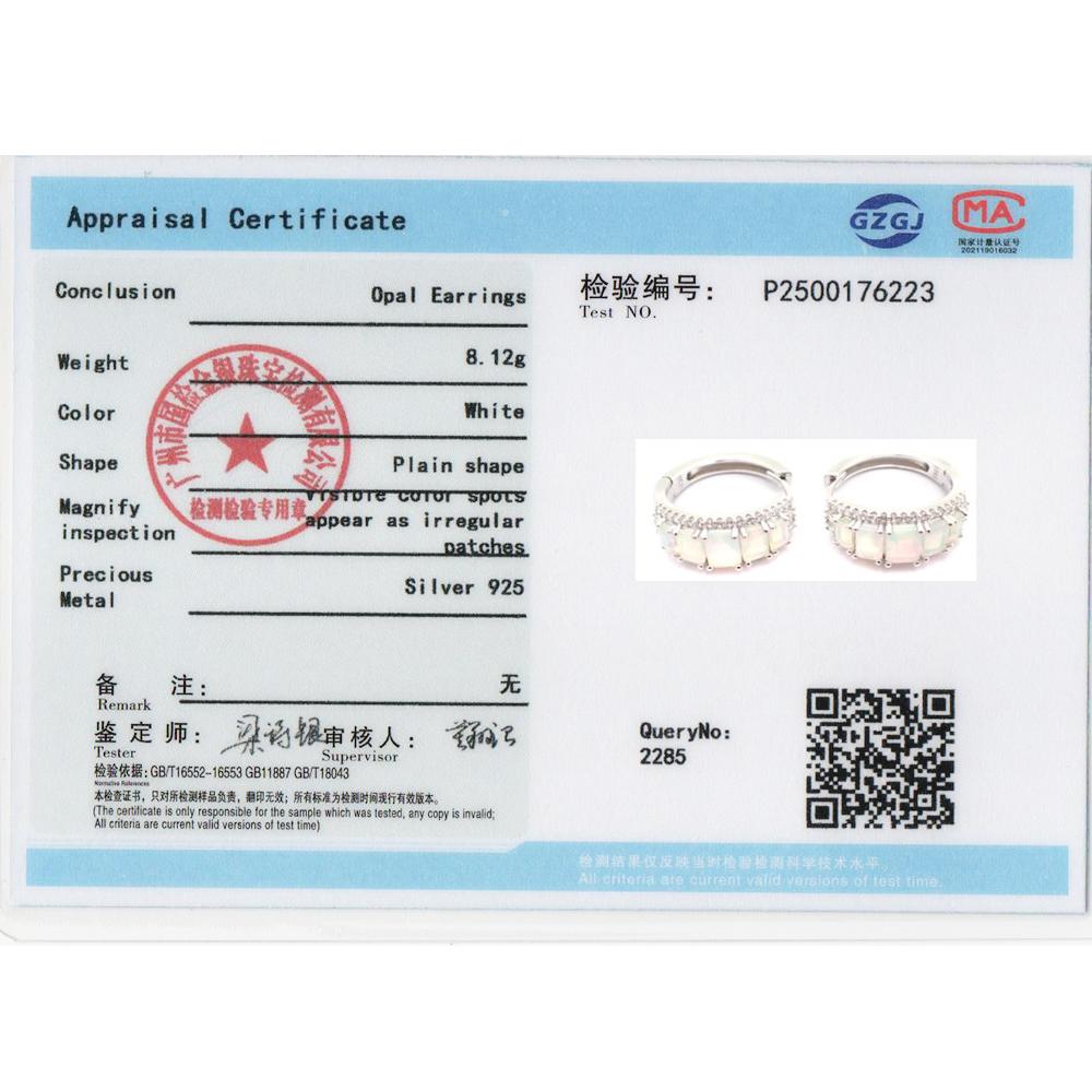 Women's 925 Sterling Silver Jewelry Set Octagonal Opal 6.1CT Natural Gemstones Simple Design Clasp Earrings Rings for Fine Gifts