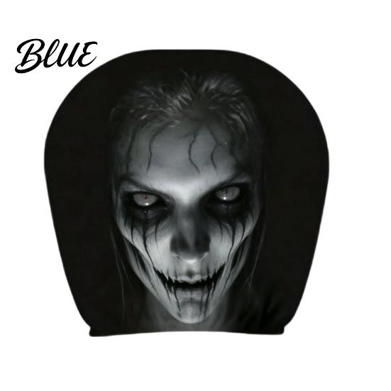 Removable Headrest Cover Ghost Face Car Covers Scary Seat Adjustable Protector Universal Stretchy Accessory for Most Cars