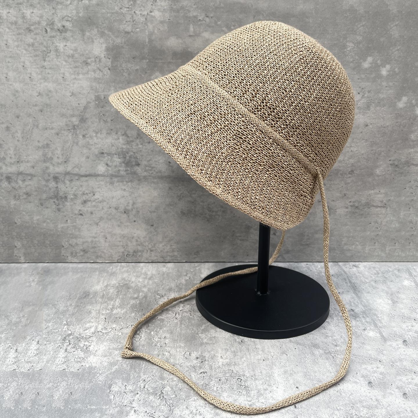 

Vintage Knit Bucket Hat for Women, Spring Summer Breathable Slim Face Cap with Tie & Back Slit, Lolita Style M 56-58cm