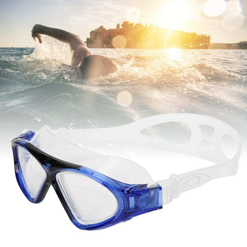 Adults Large Frame Professional Anti Fog Swimming Glasses Snorkeling Sports Swim Goggles(Blue Free Size)