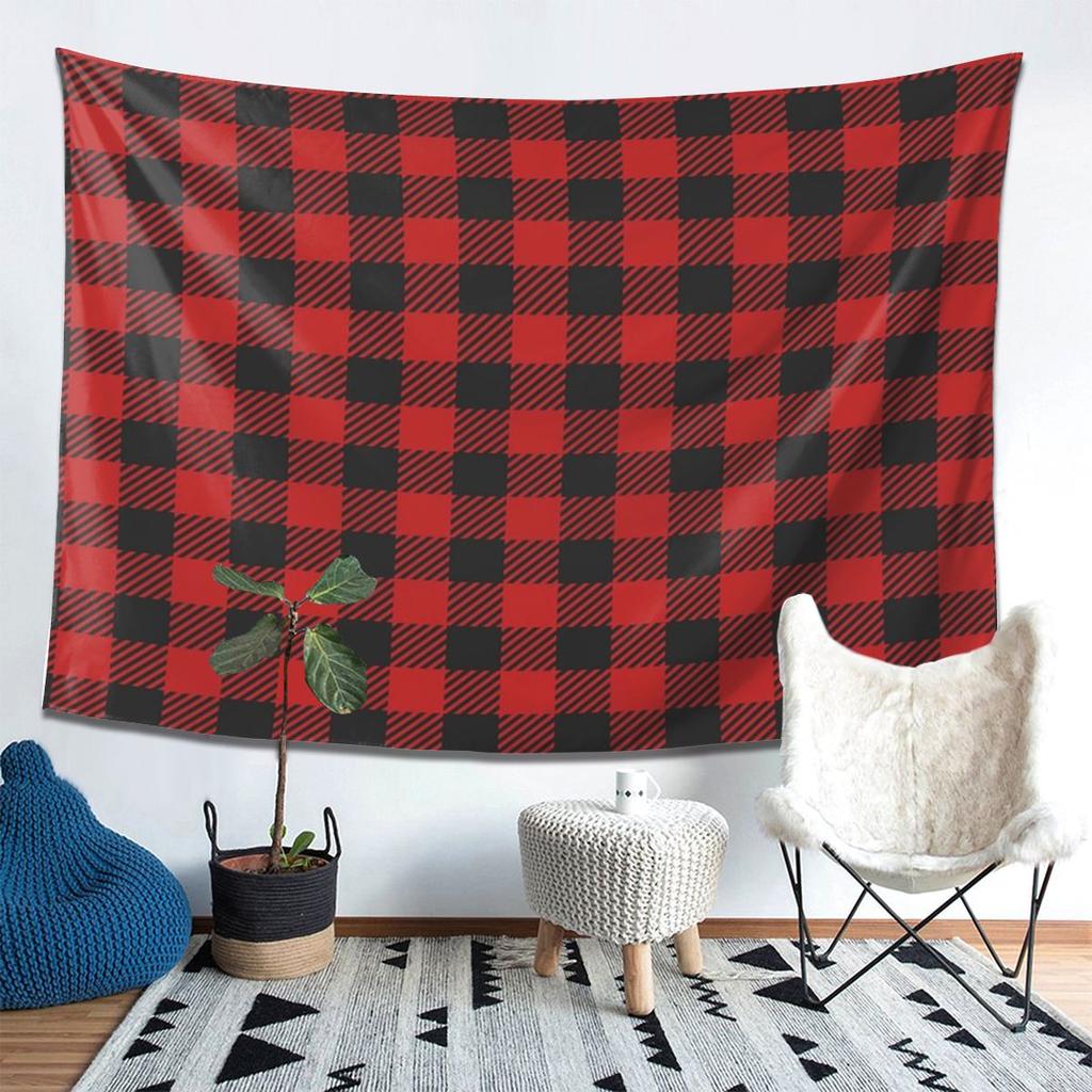 Red And Black Seamless Pattern Tapestry Wall Hanging Aesthetic Home Decor Tapestries for Dorm Room